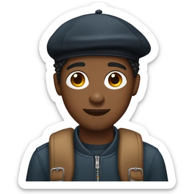 black male teenager wearing a beret sticker
