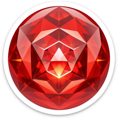 Red crystal with a red glow coming from its center. In the center of the crystal a $ sticker