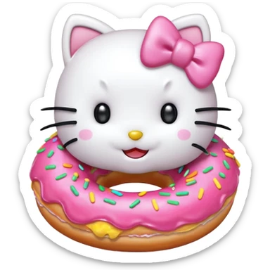 hello kitty eating a donut sticker