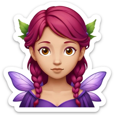fairy with plums red hair wearing purple  sticker