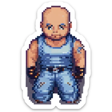 Dominic Toretto character portrait, pixel art style sticker
