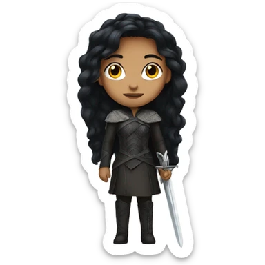Animated iron throne girl with black hair sticker