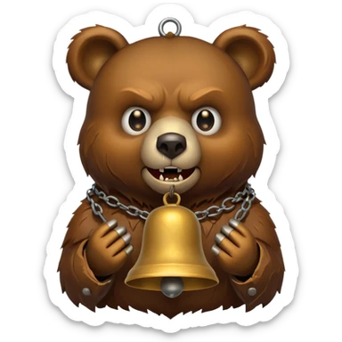 evil bear with bell sticker
