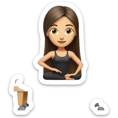 Brunette with long hair doing Pilates on reformer with pink tiara and ballet wrap sticker