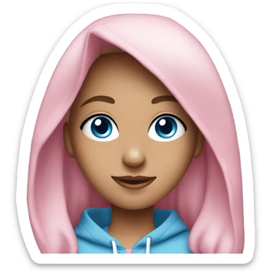 dancing-white-brunette-girl-pink-oversized-hoodie-blue-eyes-tracksuit sticker