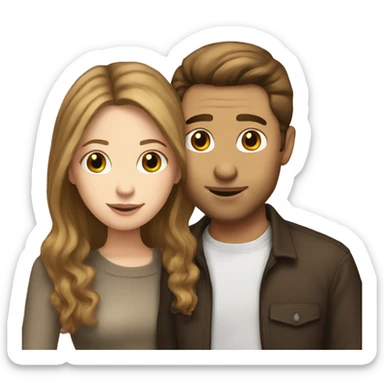 White girl with brown hair kissing white man with brown hair sticker