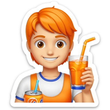 Un personnage du jeu l'atelier du jeu vidéo qui boit du Fanta sticker