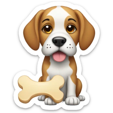 Dog with a bone sticker
