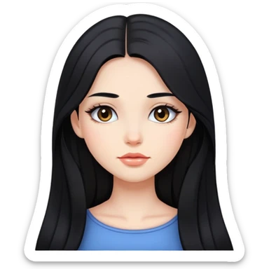 black long hair girl with soft makeup sticker