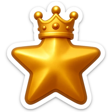 Make the gold star with crown look like a star badge in the style of Microsoft 3D emojis with a transparent background. Keep the 3D emoji style look and feel. sticker
