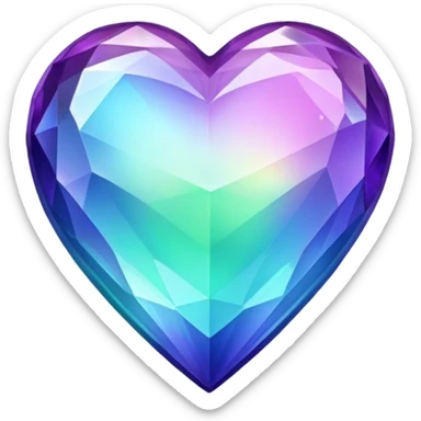 Gradient iridescent purple indigo blue cyan green crystal heart sticker