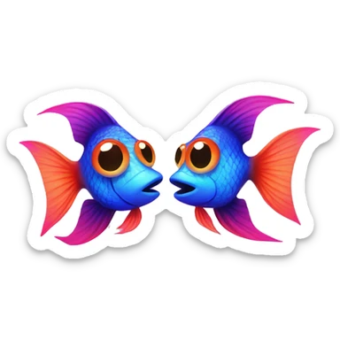 Two neon fish kissing  sticker