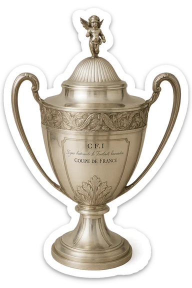 Фотореалистичный и изометричный Coupe de France, объемный чуть слегка рисованный стиль, прозрачный фон sticker