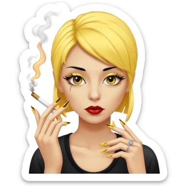 Baddie smoking yellow face with lashes and nails  sticker