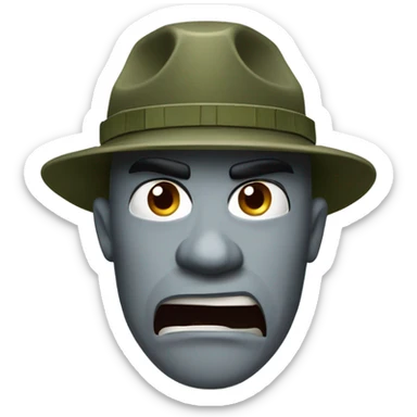 drill sergeant character wearing a classic sergeant hat and a camouflage army shirt. The character should have an angry intense expression. sticker
