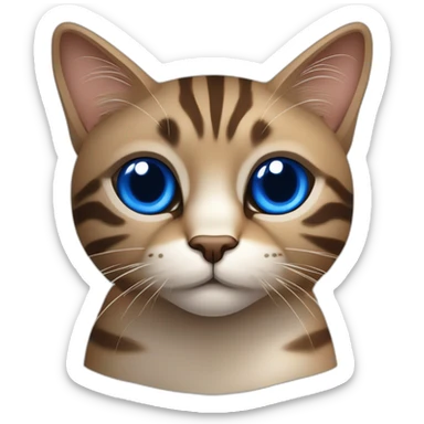 Gato gordo, de ojos azules, de pelaje beige con ligeras lineas marrones y cola peludaarron oscuro navegando en un barquito sticker