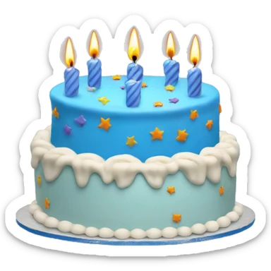 Blue birthday cake with 4 candles sticker