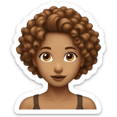 Mixed girl with long curly hair brown cinnamon with brown eyes  sticker
