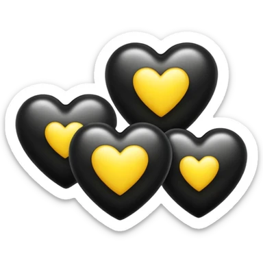 3 black hearts 1 yellow heart sticker