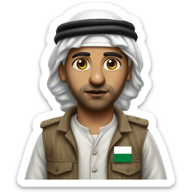 Palestinian in national guise photorealistic serious sticker