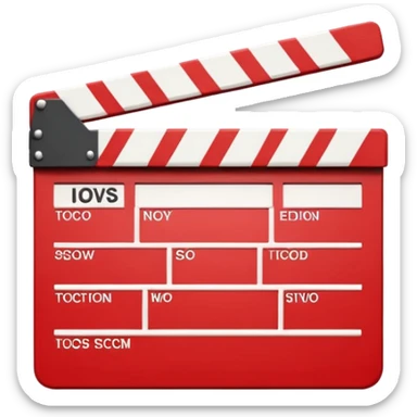 red clapperboard used in filmmaking, cute and stylish design sticker