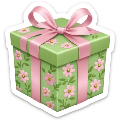 light green and light pink floral gift box sticker