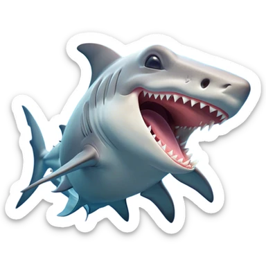 Cinematic Cute Yawning Hammerhead Shark Portrait Emoji, Head tilted slightly with a dramatic, wide-open yawn, showcasing its unique hammer-shaped head with relaxed, drooping fins and sleepy, half-closed eyes, Simplified yet irresistibly adorable features, highly detailed, glowing with a soft, cozy oceanic glow, high shine, relaxed yet expressive, stylized with a hint of whimsical aquatic ease, soft glowing outline, capturing the essence of a drowsy yet affectionate hammerhead that appears ready to stretch and yawn its way out of the screen! sticker