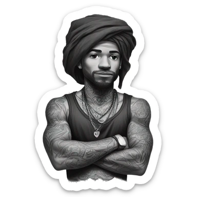 bandana arms crossed cool tattoos sticker