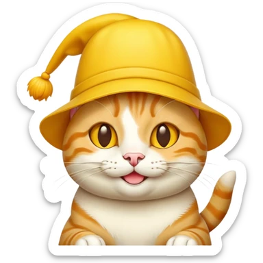 Cheese cat wearing a yellow hat sticker