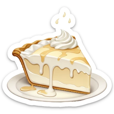 Slice of pale cream pie with melted whipped cream dripping off of it sticker