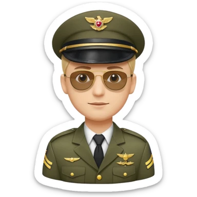 Officer with peaked cap + aviator sunglasses, half body sticker