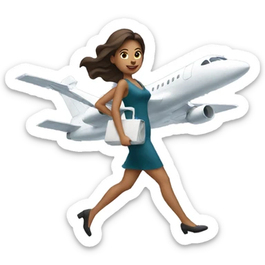 Woman pushing a jet sticker