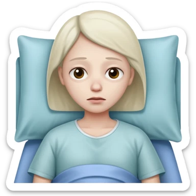 sad patient in hospital bed sticker