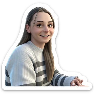 smiling girl in striped sweater sticker