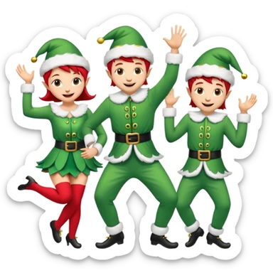 multipal dancing male and female Christmas elves  sticker