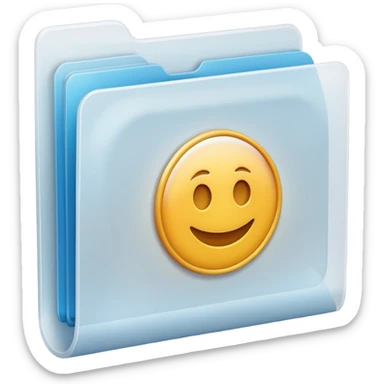A **simple emoji-style icon** of a **transparent white plastic folder**, minimal and clean, with **rounded corners**, subtle translucency, soft shading, and a **small Concert arena symbol** on the front.
 sticker