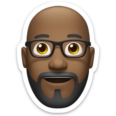 black man with a bald head, glasses, a beard, and a goatee hands in the air? sticker