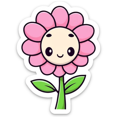 Cute pink flower that has an adorable face sticker