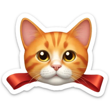Orange cat with red bow sticker
