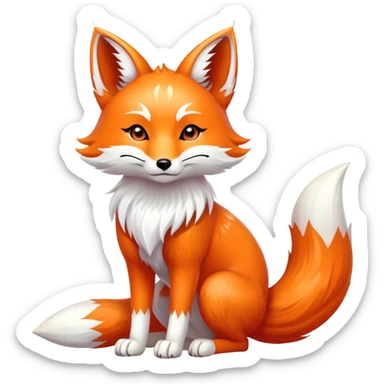 Japanese fox spirit kitsune with three tails sticker