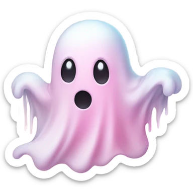 cutesy pastel pink ghost with clouds sticker
