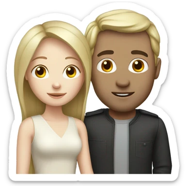 Pale brunette girl with blonde husband  sticker