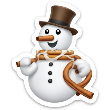 snowman eating cinnamon roll sticker