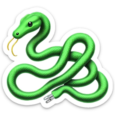 Minimalist emoji-style sticker of a bent paperclip shaped like a snake, wrapping onto itself. Thin black silhouette, no texture. sticker