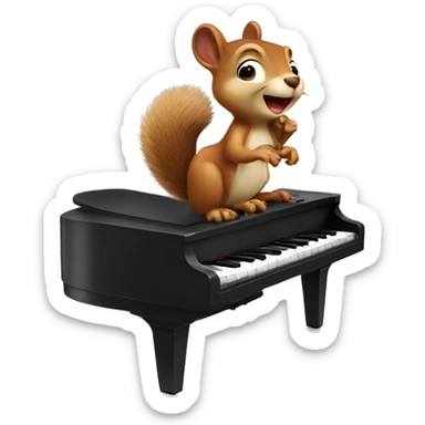 Squirrel play piano  sticker