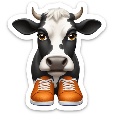 Cow wearing basketball shoes sticker
