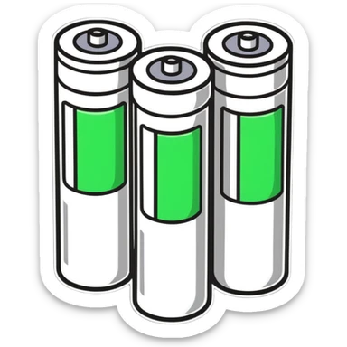 Two dead batteries stacked on top of each other, depleted, empty power sticker