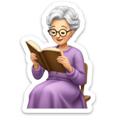 Young Sweet Granny reading a book sticker