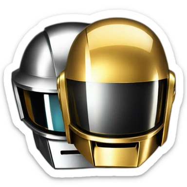 daft punk duo, golden and silver helmets  sticker
