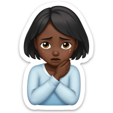 crossing arms holding neck crying girl black sticker